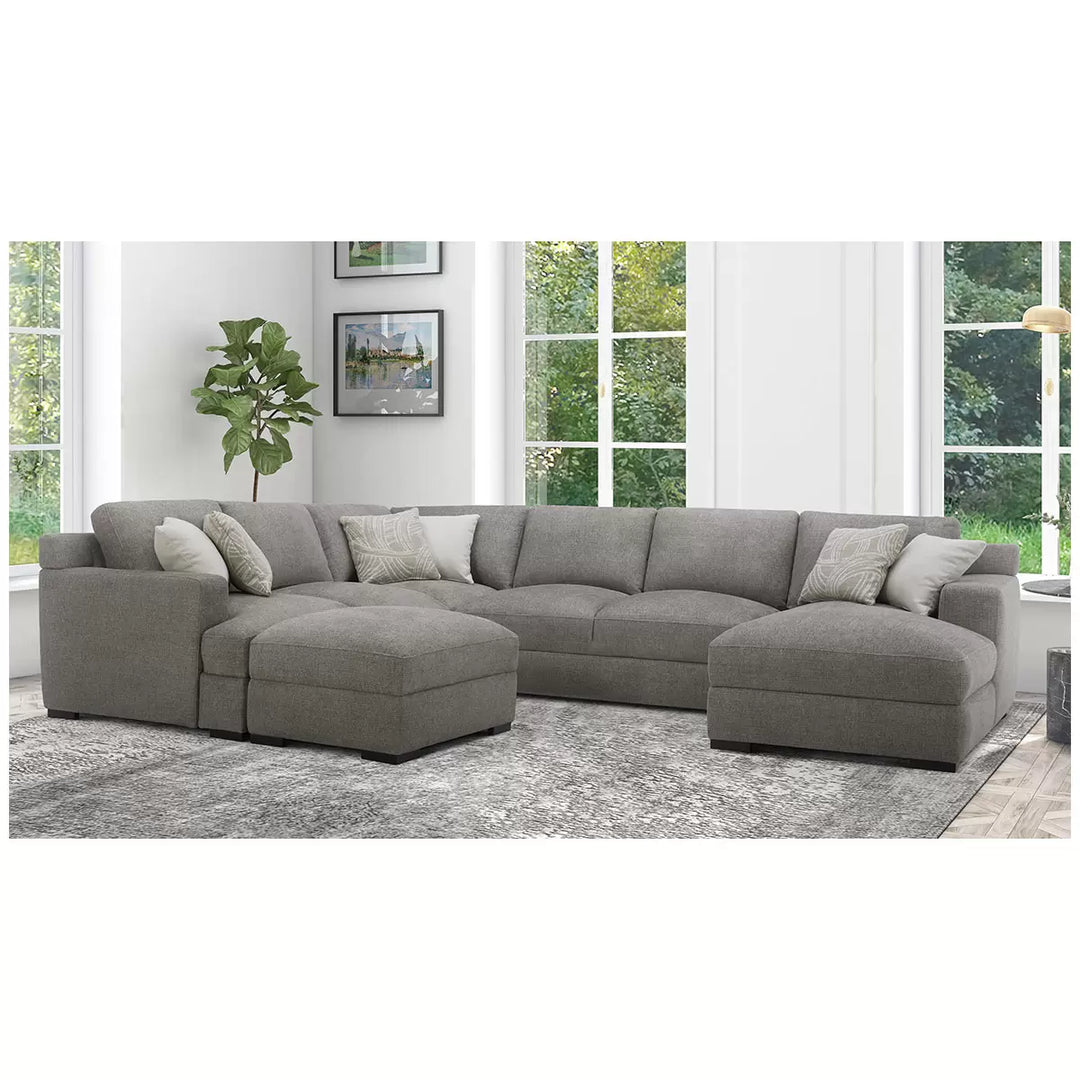 Gilman Creek 4-Piece Fabric Sectional with Ottoman and 6 Pillows