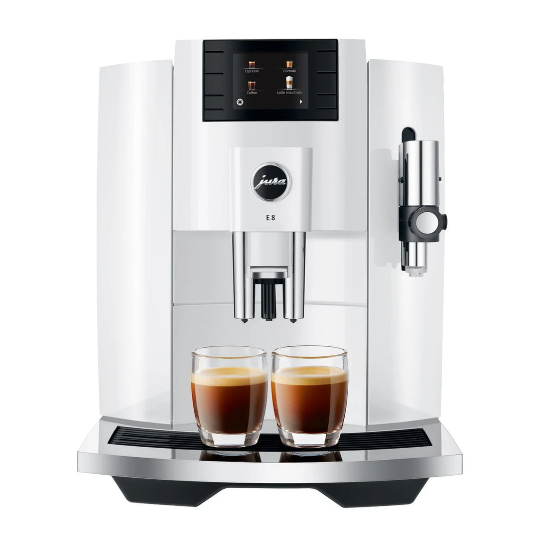 Jura E8 Automatic Coffee Machine with Milk Container, Glacette and Milk Hose