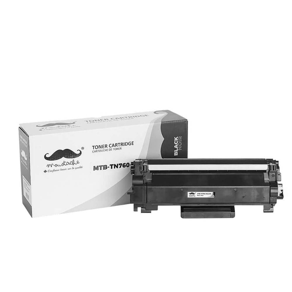 Moustache - Ensemble de 3 cartouches d'encre en poudre noire à haut rendement sans puce compatibles Brother TN-760 (TN760)