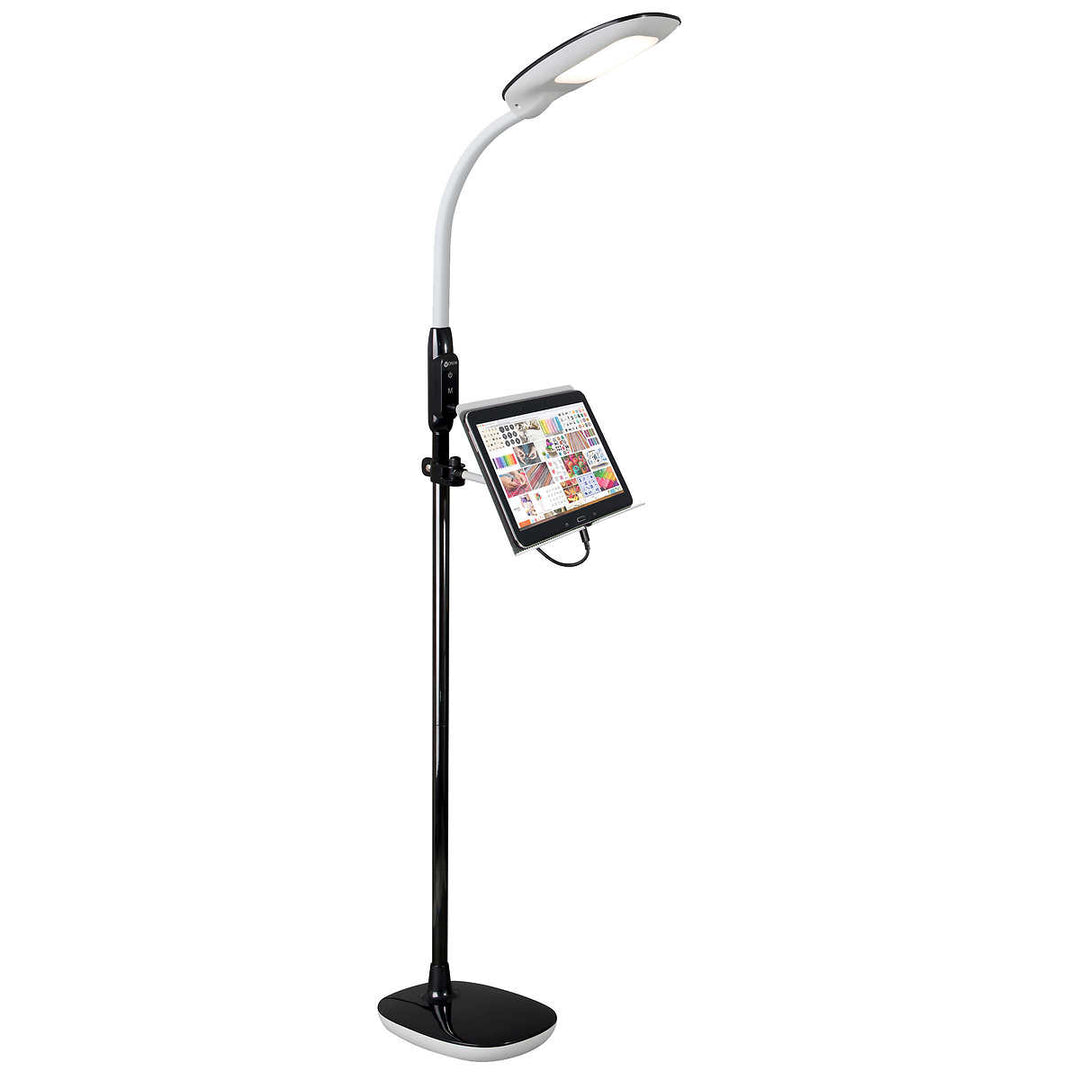 OttLite - LED Floor Lamp with USB Charging Port and Tablet Holder