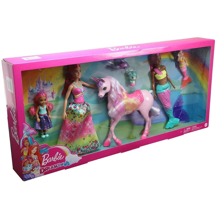 Barbie Dreamtopia Gift Set with Princess Dolls, Mermaid Dolls, Unicorn and Pets