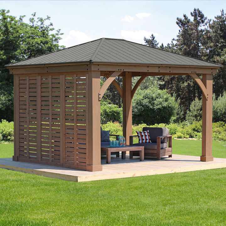 Yardistry 12' Cedar Privacy Wall for Gazebo