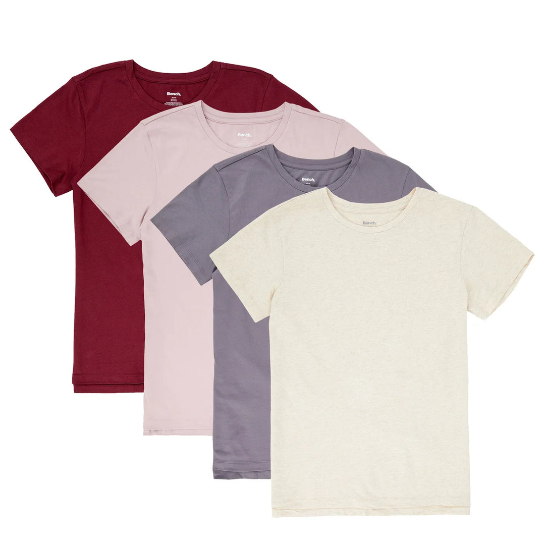 Bench - Women's Crew Neck T-Shirt, 4 Pack