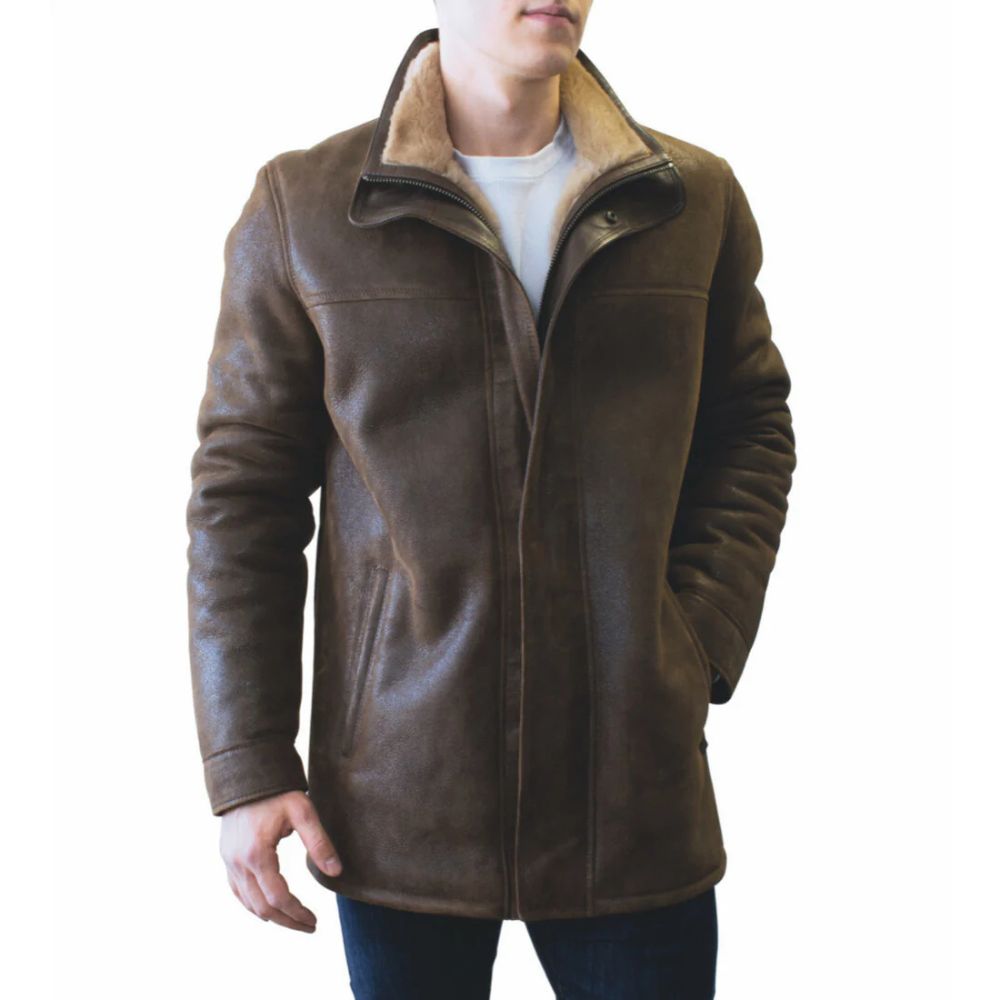 RBH Ricardo - Veste en cuir de mouton à double col montant