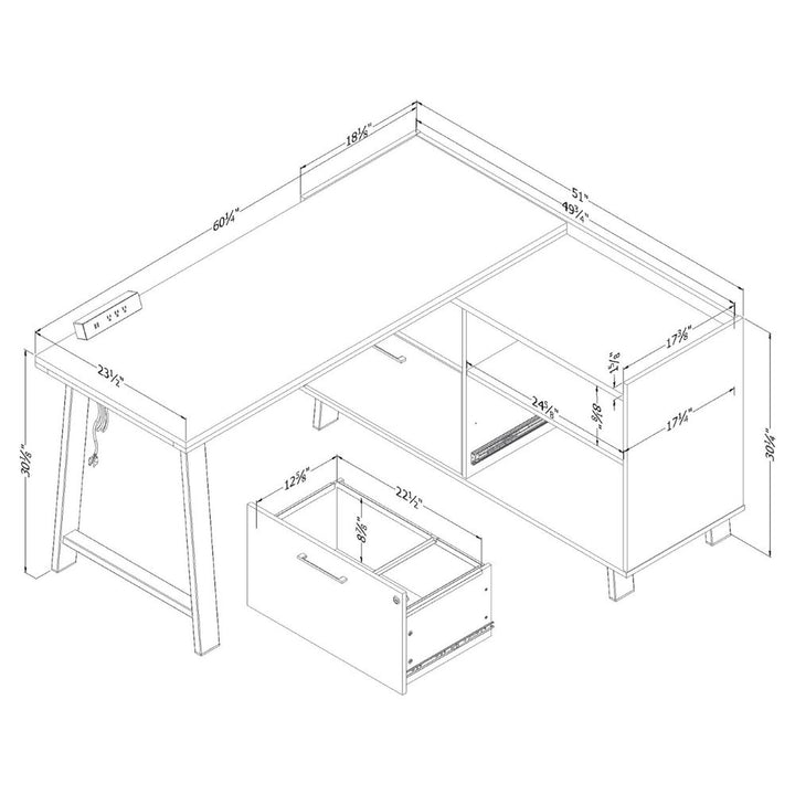 South Shore L-Shaped Desk with Power Bar
