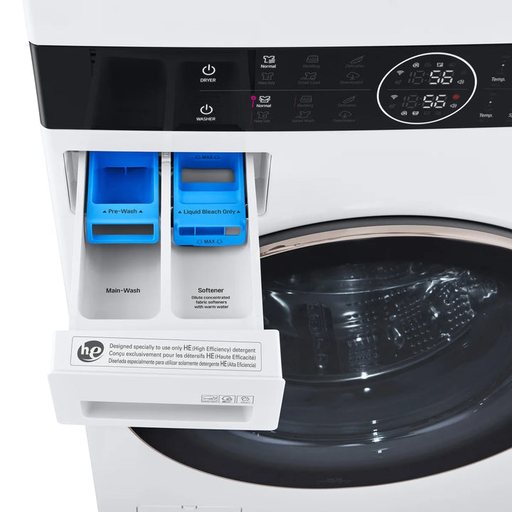LG - Tour de lavage à chargement frontal, laveuse de 5,2 pi³ et sécheuse électrique de 7,4 pi³