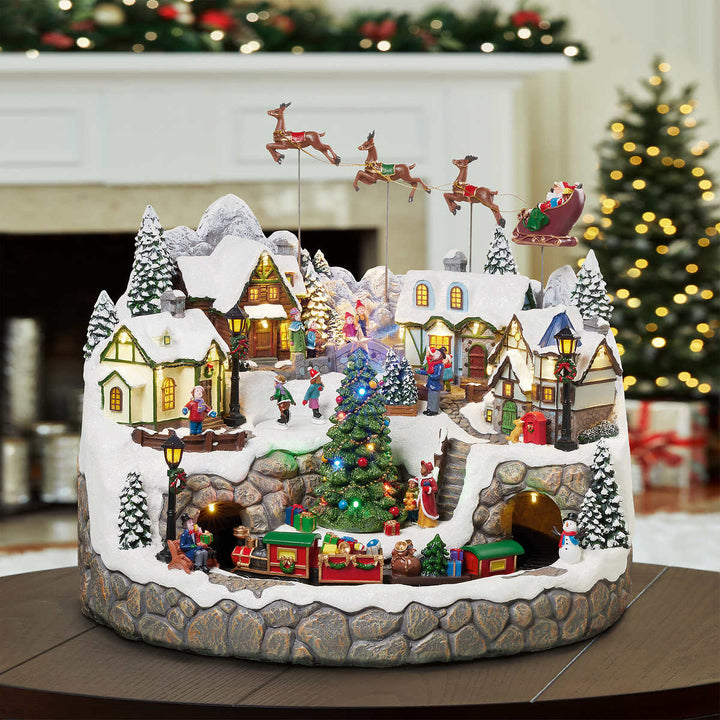Snowy Holiday Village with Lights and Sounds