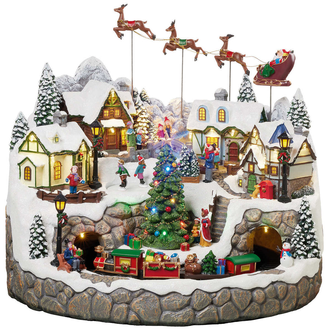 Snowy Holiday Village with Lights and Sounds