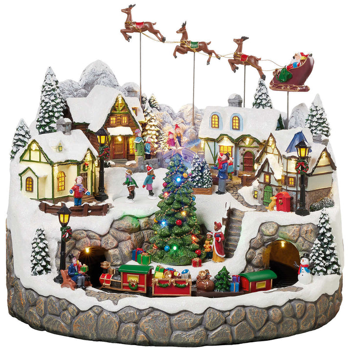 Snowy Holiday Village with Lights and Sounds