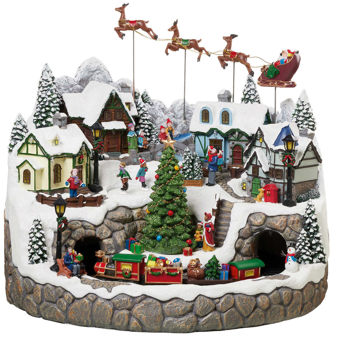 Snowy Holiday Village with Lights and Sounds