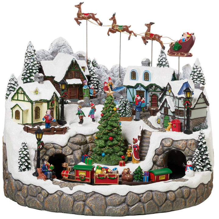 Snowy Holiday Village with Lights and Sounds