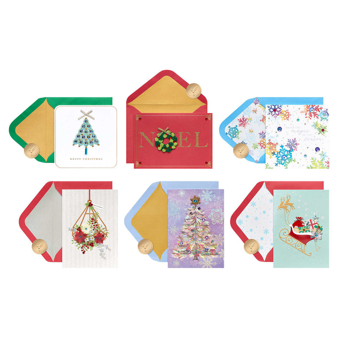 Papyrus Hand-Crafted Greeting Cards with Keepsake Box - Holiday Card Collection - 24-Pack