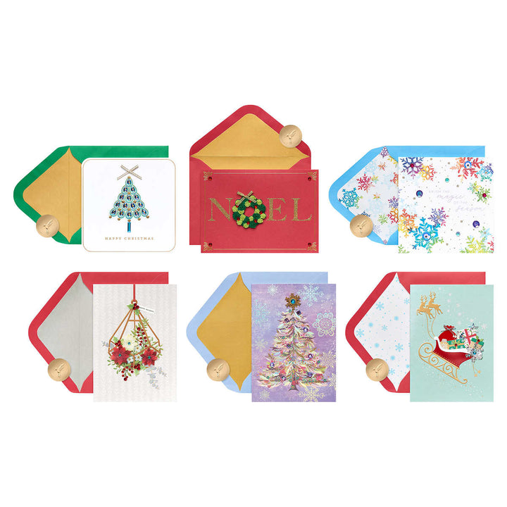 Papyrus Hand-Crafted Greeting Cards with Keepsake Box - Holiday Card Collection - 24-Pack
