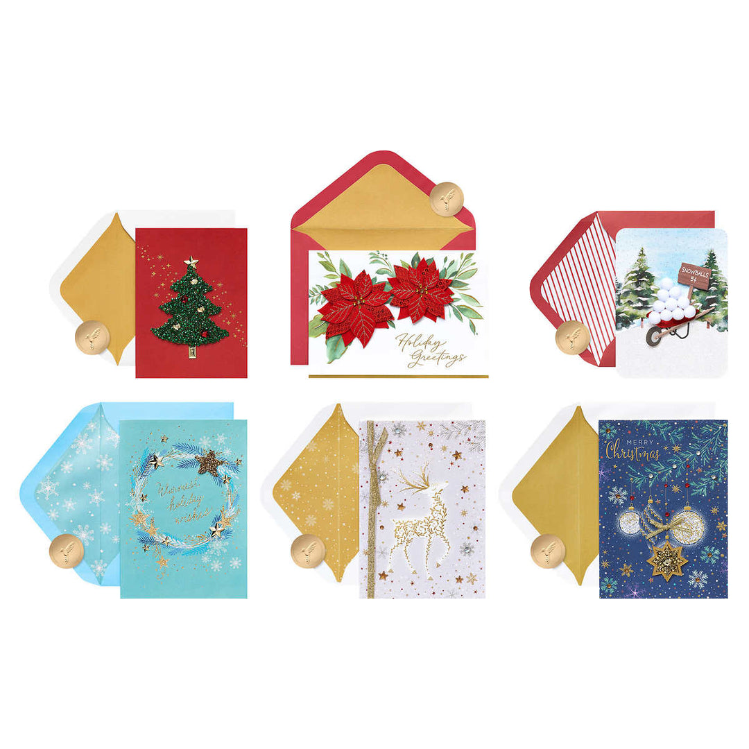 Papyrus Hand-Crafted Greeting Cards with Keepsake Box - Holiday Card Collection - 24-Pack