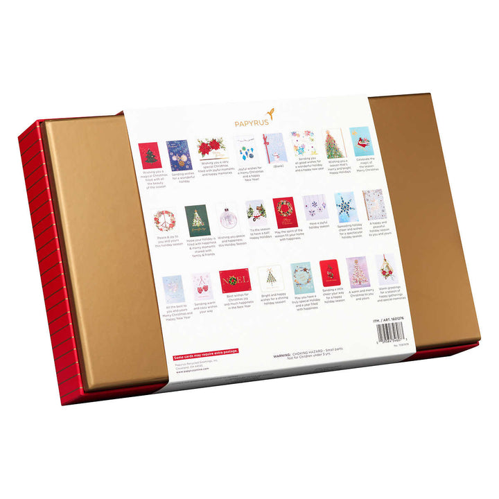 Papyrus Hand-Crafted Greeting Cards with Keepsake Box - Holiday Card Collection - 24-Pack