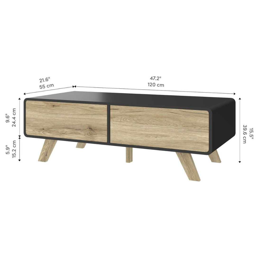 Bestar Alhena - 48W coffee table in uv black oak and sand brown