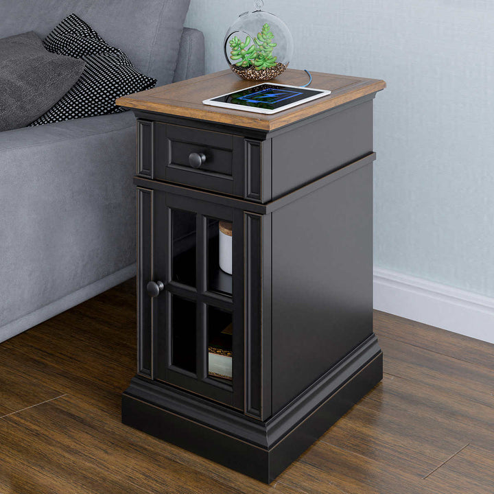 Tresanti - Table d'appoint noire avec alimentation - Nathaniel