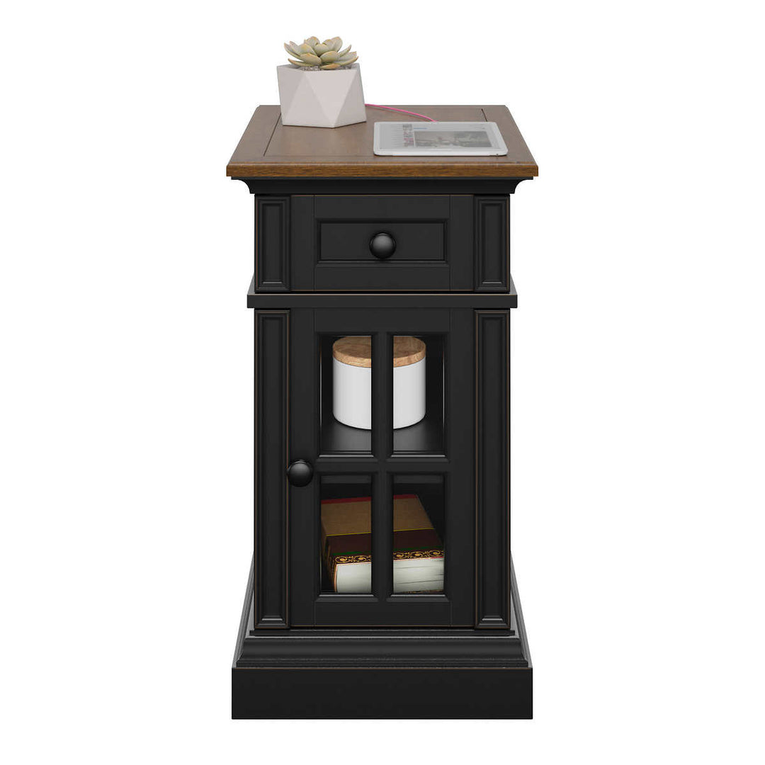 Tresanti - Table d'appoint noire avec alimentation - Nathaniel