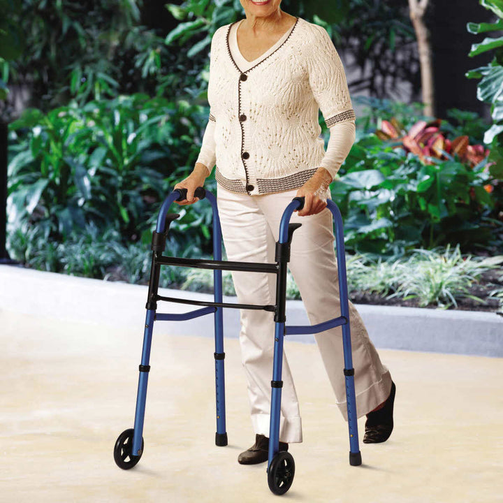 Medline Folding Walker with 5” Wheels
