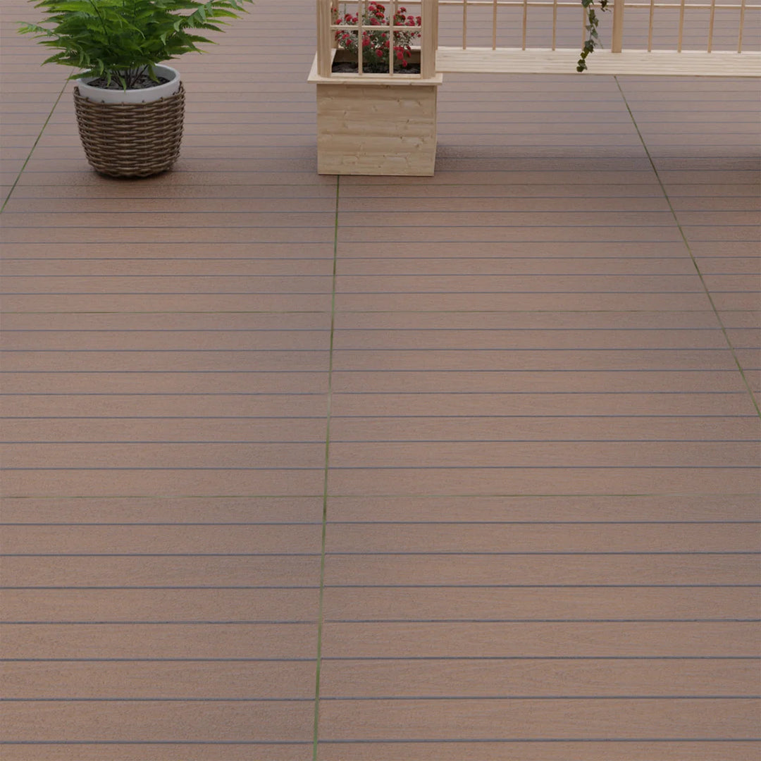 Élégance - Tuile composite de terrasse Teck, paquet de 5
