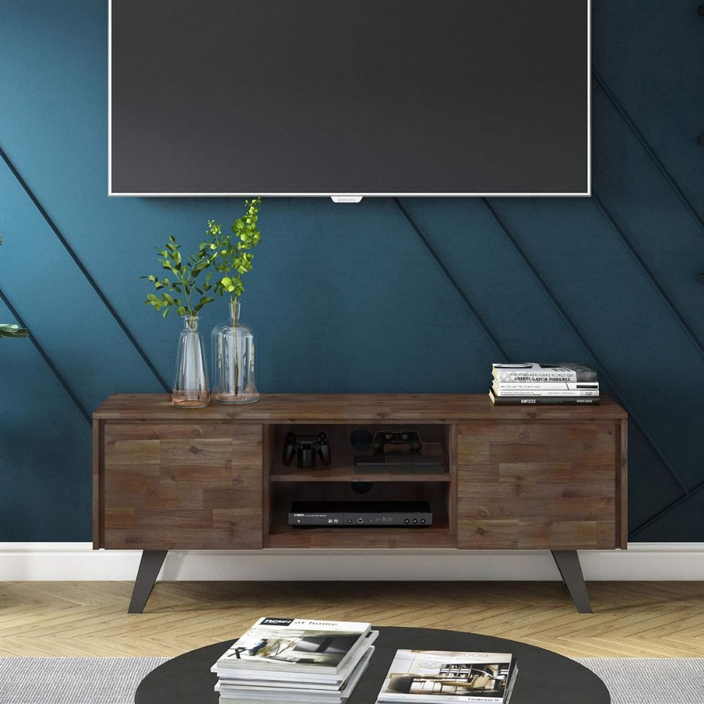 SIMPLIHOME Lowry TV Media Stand in Acacia