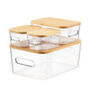 Smart Store - Paquet de 4 bacs transparent avec couvercles en bambou