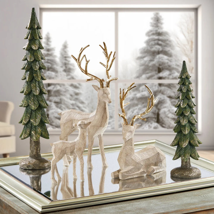 5-Piece Christmas Trees and Deer Family Set