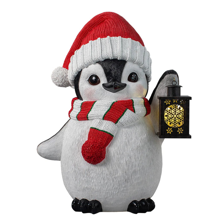 Christmas Pingouin Greeter with Lantern