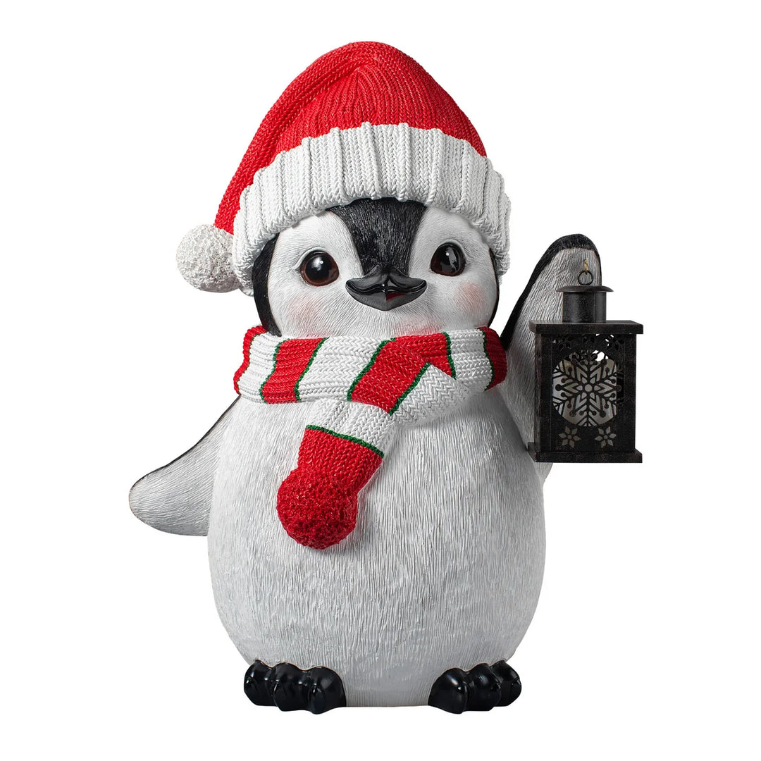 Christmas Pingouin Greeter with Lantern