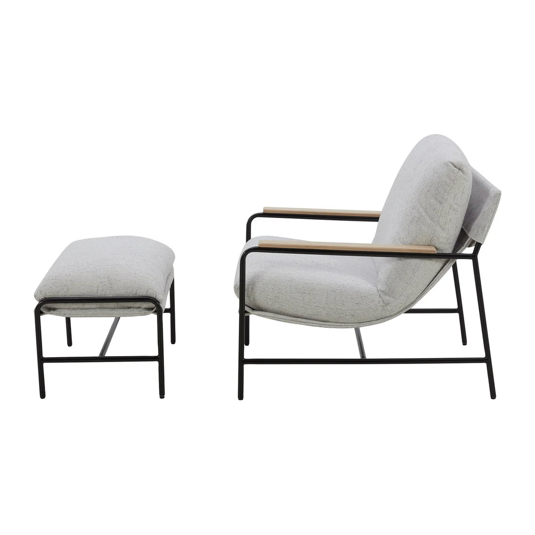 Aiden & Ivy – Fauteuil en tissu avec pouf