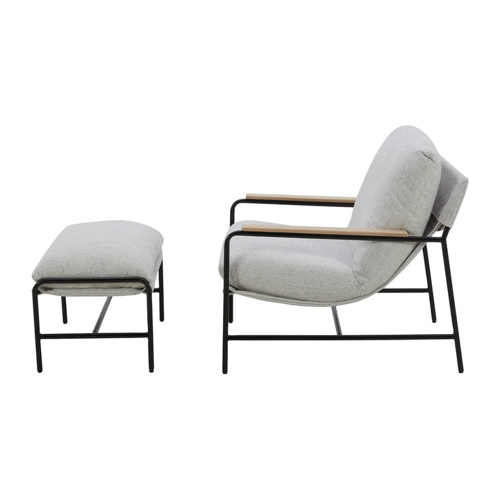Aiden & Ivy – Fauteuil en tissu avec pouf