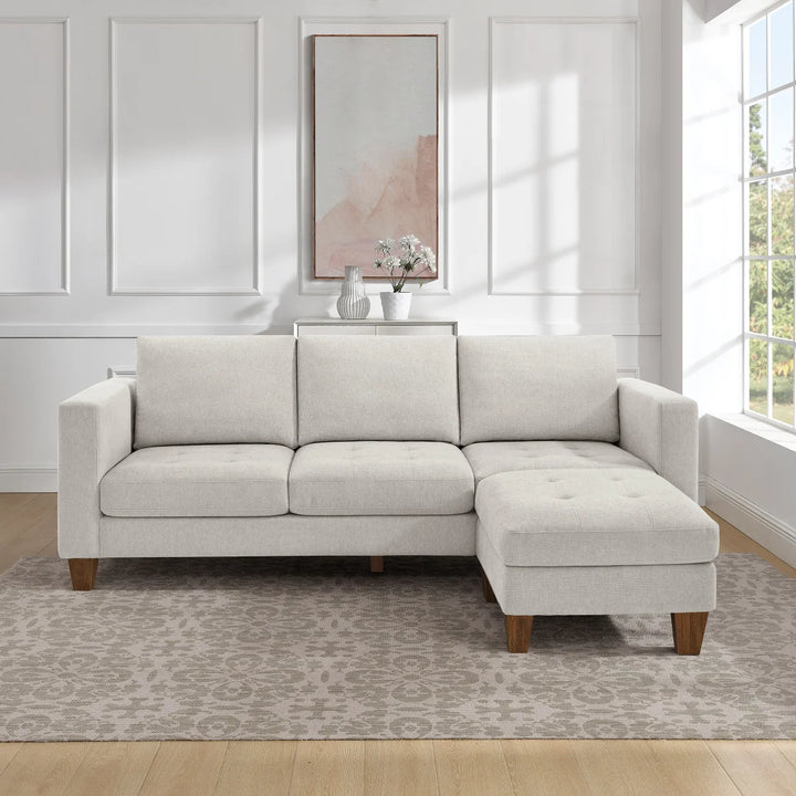 Thomasville - Canapé en tissu avec pouf