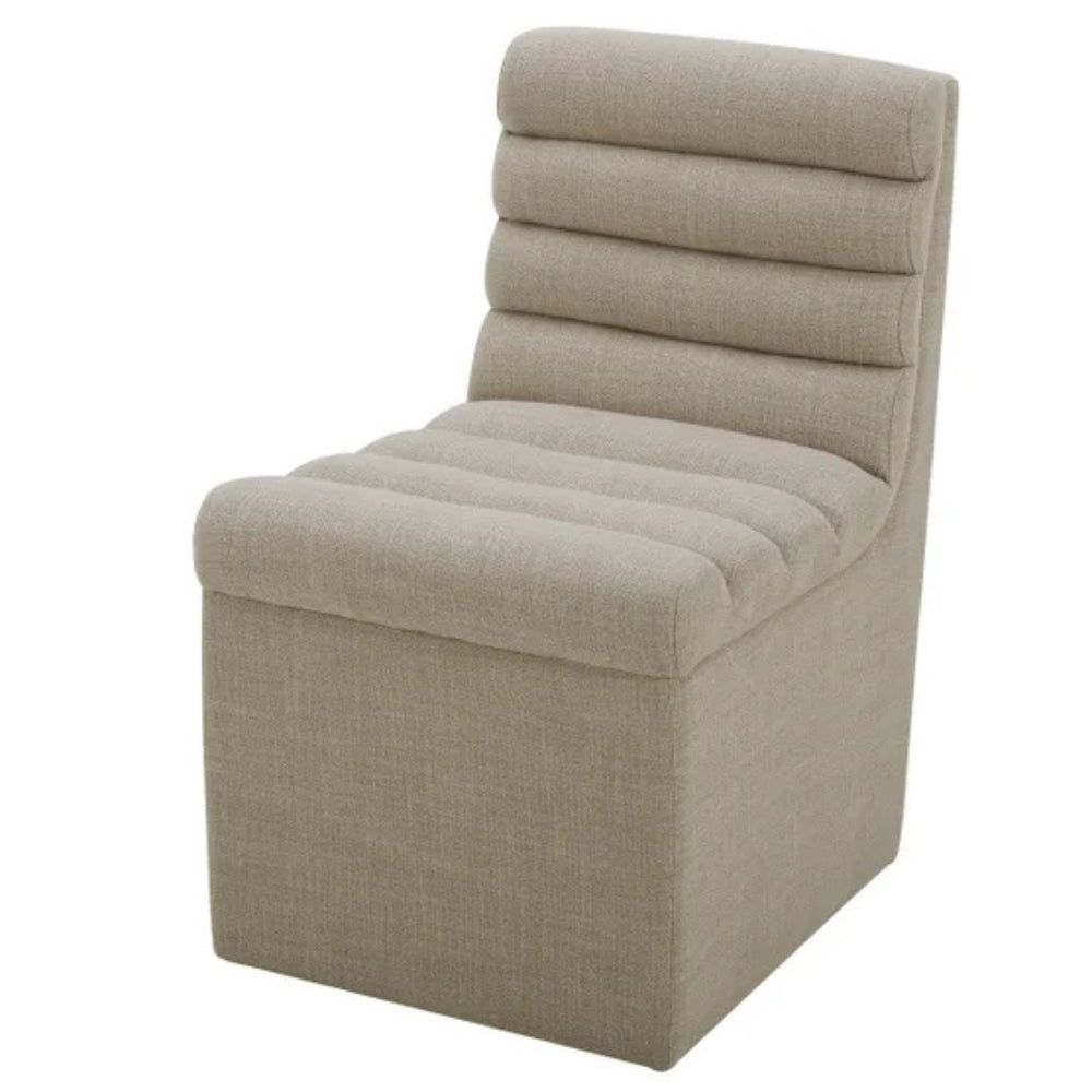 Aiden & Ivy - Chaise en tissu sans accoudoir avec roulettes pour salle à manger