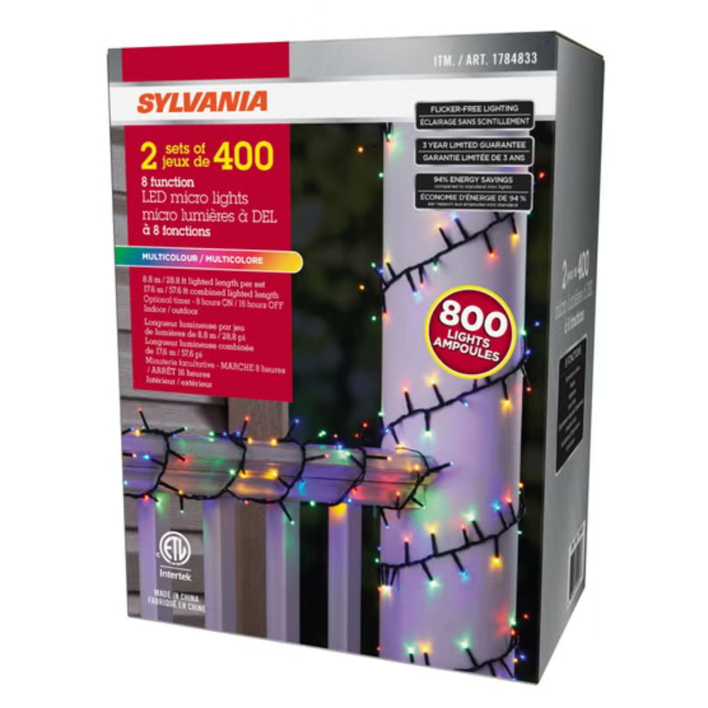 Sylvania - Set of 2 strings of 400 LED Christmas micro lights