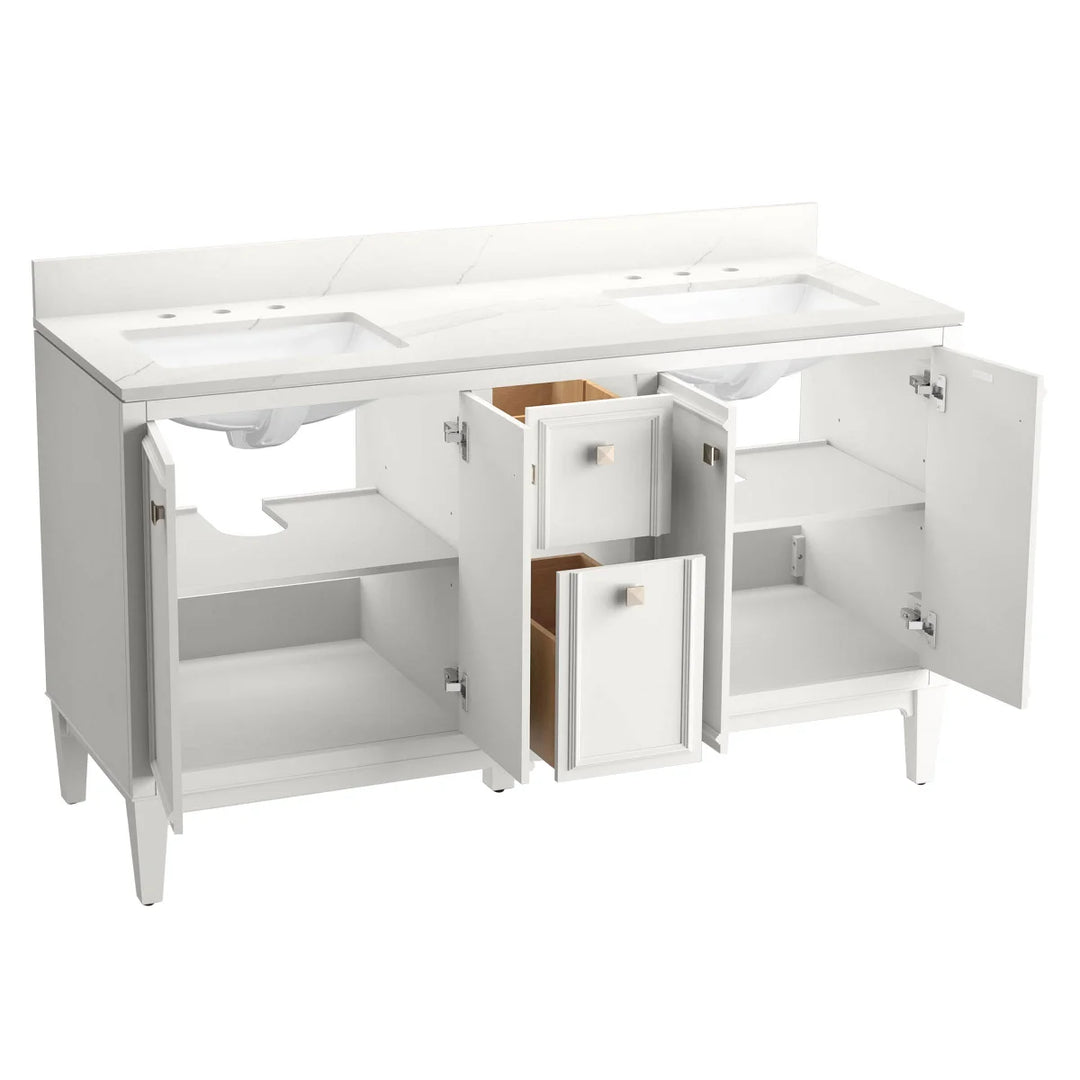 Kohler - Meuble-lavabo blanc avec comptoir en quartz Clave 61 po