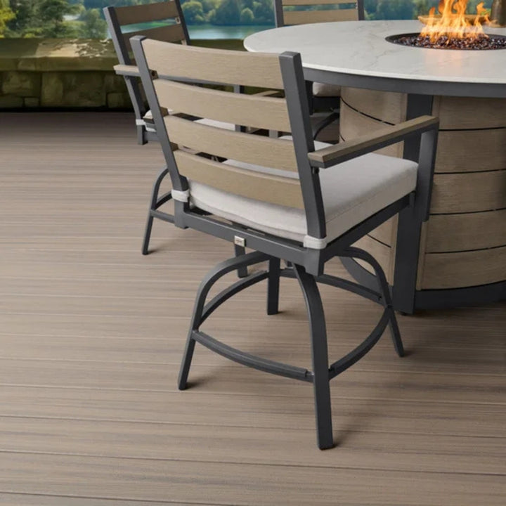 Nicolet - Outdoor Dining Set with Fire Pit Table, 7 Pieces