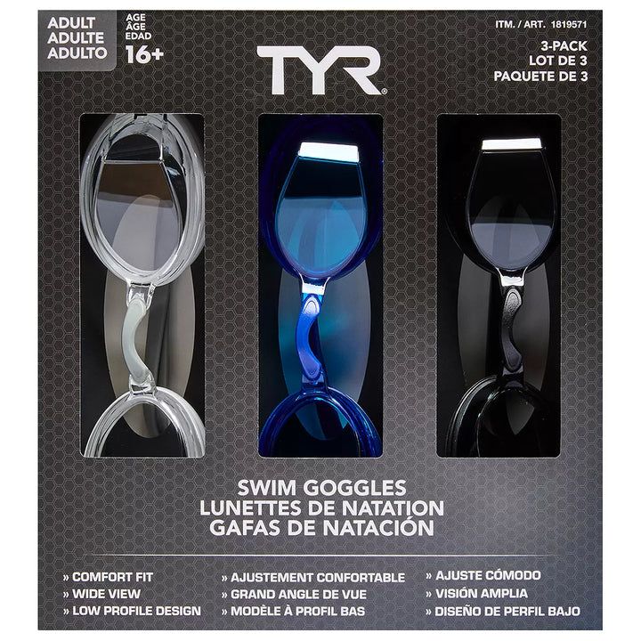 Tyr - Lunettes de natation, paquet de 3