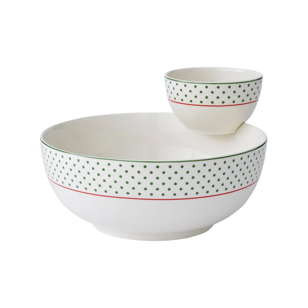 Christmas Tree Polka Dot Tiered Chip & Dip