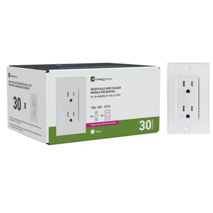 Xtricity - Decorative Duplex Wall Outlet, Pack of 30