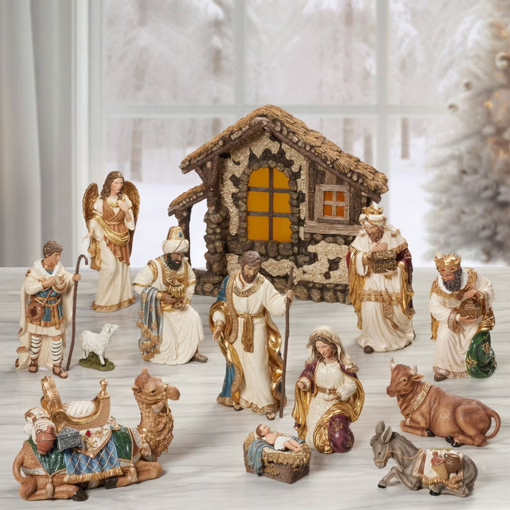 Kirkland Signature - Ensemble de 14 figurines de la crèche peintes à la main
