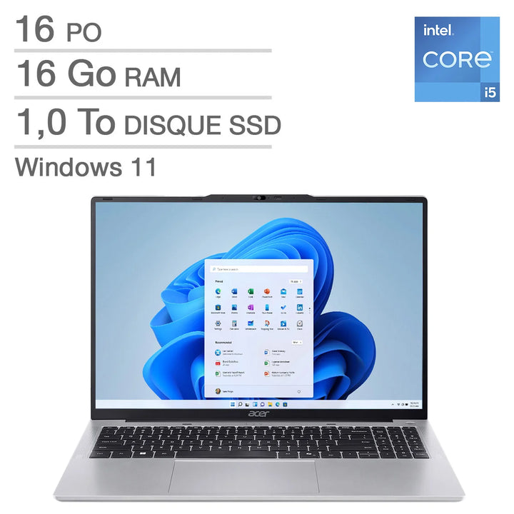 Acer - Aspire Lite Ordinateur portable de 16,0 po, Intel Core i5-1334U – 16 Go de RAM, SSD 1 To