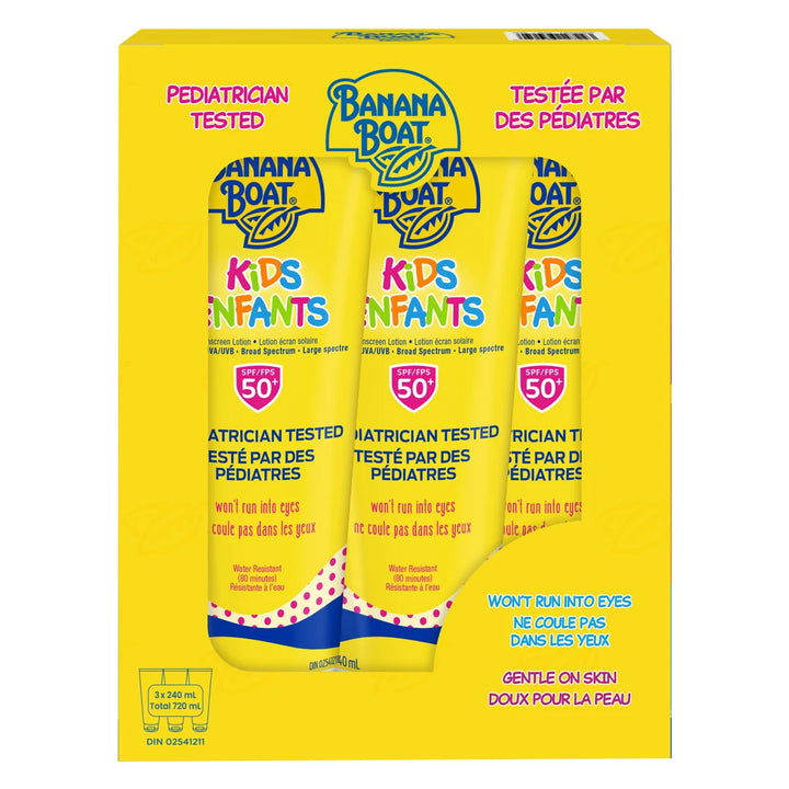 Banana Boat - Kids Sunscreen Lotion SPF 50, 3 x 240 ml