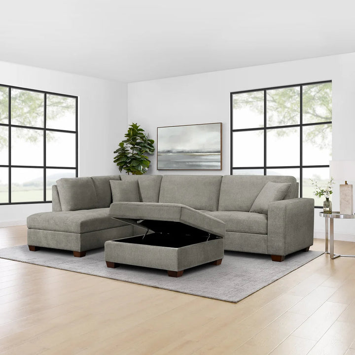 Thomasville Miles - Sectionnel en tissu 3 pièces avec pouf de rangement