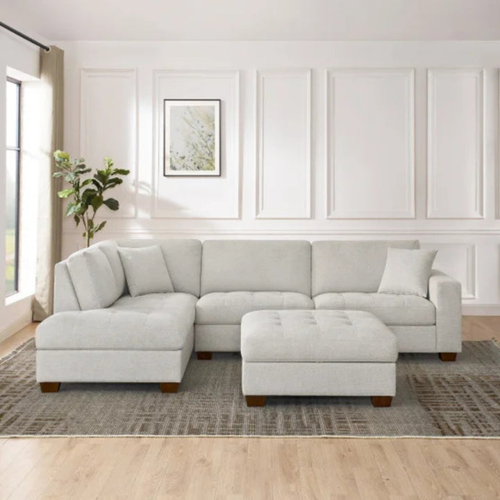 Thomasville Miles - Sectionnel en tissu 3 pièces avec pouf de rangement