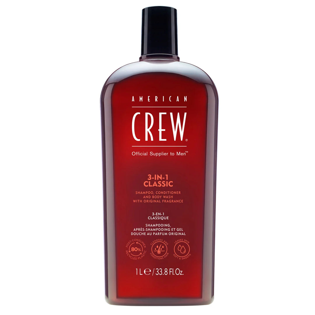 American Crew - Shampoing, après-shampoing et gel douche 3 en 1 Classic 1 L