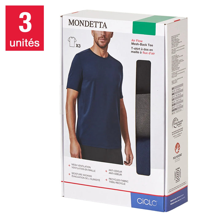 Mondetta - T-shirt à dos en maille, paquet de 3