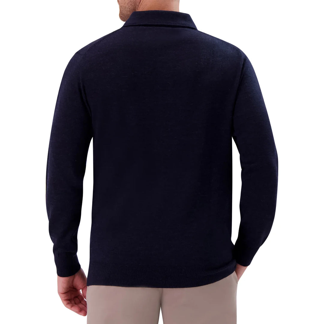 Modern English - Polo à manches longues en laine mérinos