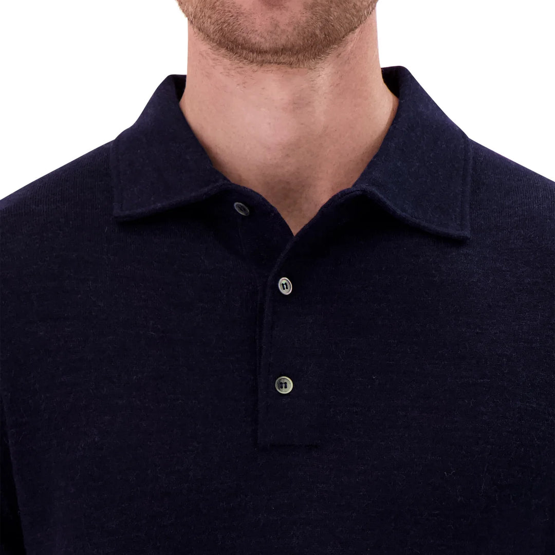 Modern English - Polo à manches longues en laine mérinos