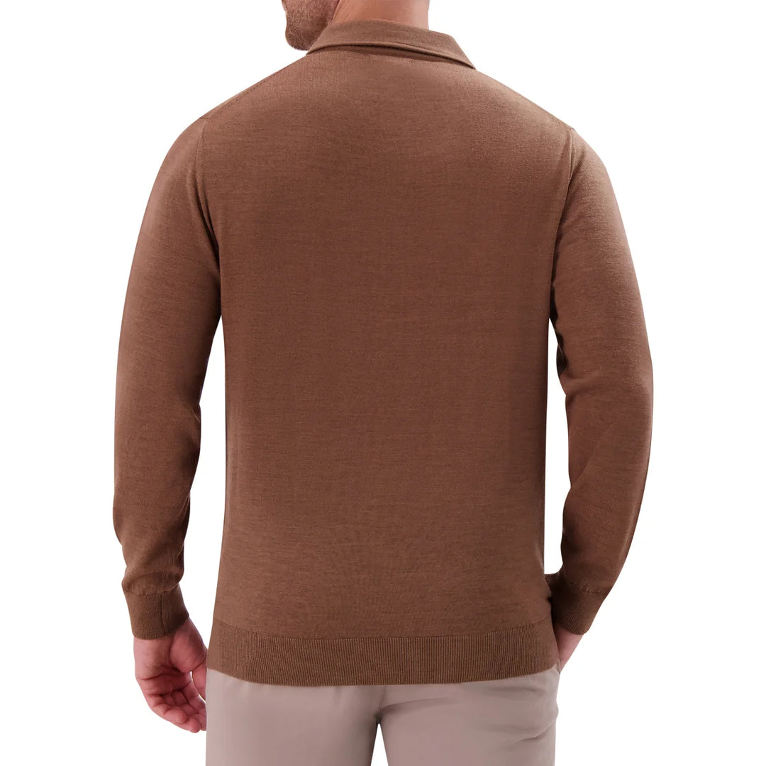 Modern English - Polo à manches longues en laine mérinos