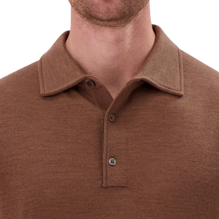 Modern English - Polo à manches longues en laine mérinos